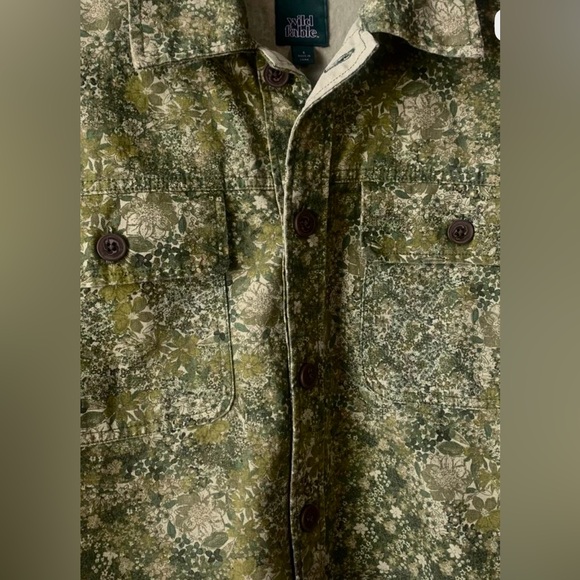 Wild Fable Cropped Floral Oversized Jean Jacket Green Floral Print NWT Retail$44 - Picture 9 of 9